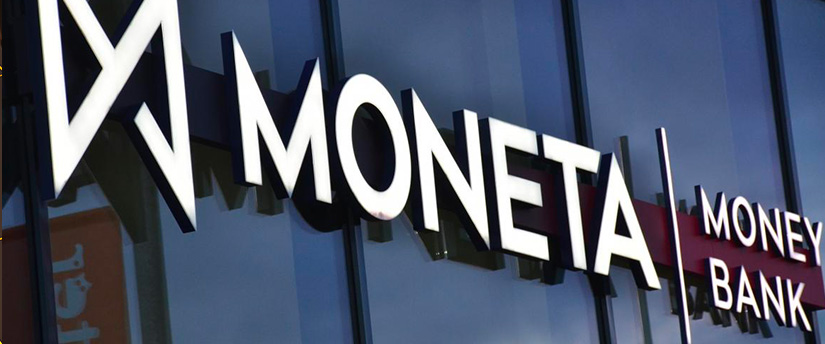 Rise above with Moneta Bank: The distinctive sign gracing the facade of a building, a beacon of trusted financial services.