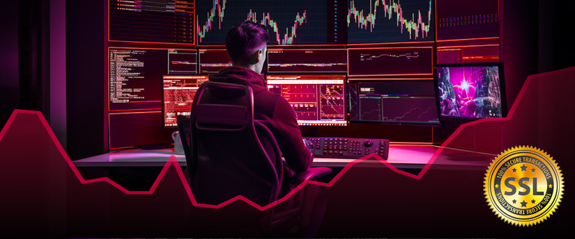 A man sitting at a desk, trading on a platform, representing the best binary options forex brokers globally.