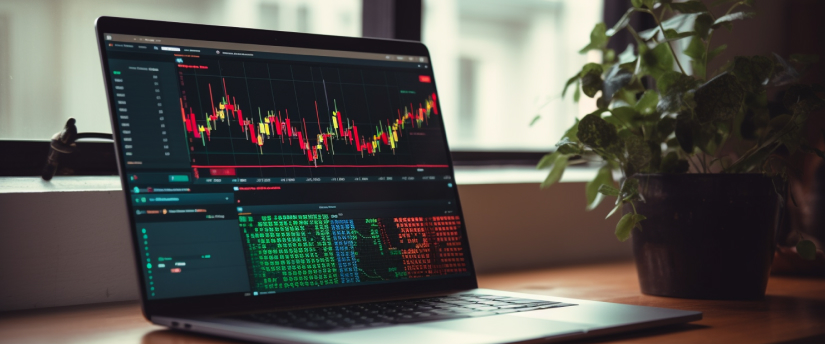 analyzing forex trading charts on a computer platform, seeking to make money through day trading