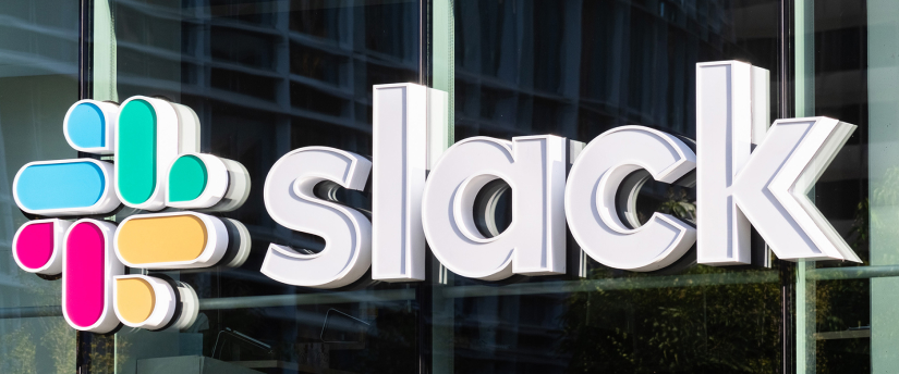 Slack Logo Gracefully Displayed on an Architectural Facade, a Symbol of Seamless Communication and Collaboration.