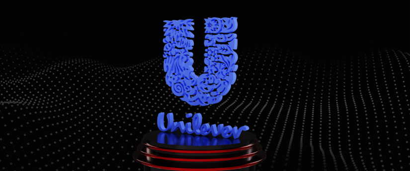 Unilever Logo: Boldly Standing Against a Black Background Atop a Red Column, Exuding Strength and Distinction.
