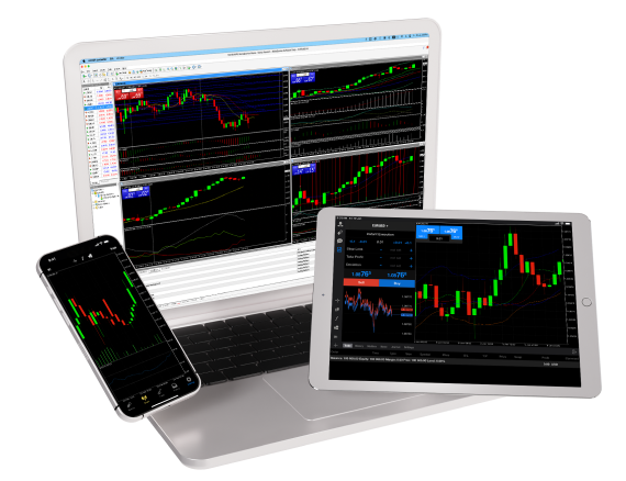 A smartphone screen showing forex trading apps with live currency exchange rates and trading options.