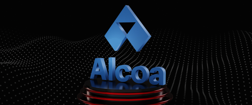 Alcoa Logo on Black Background: A Bold Representation of Innovation and Excellence in the Metals Industry.