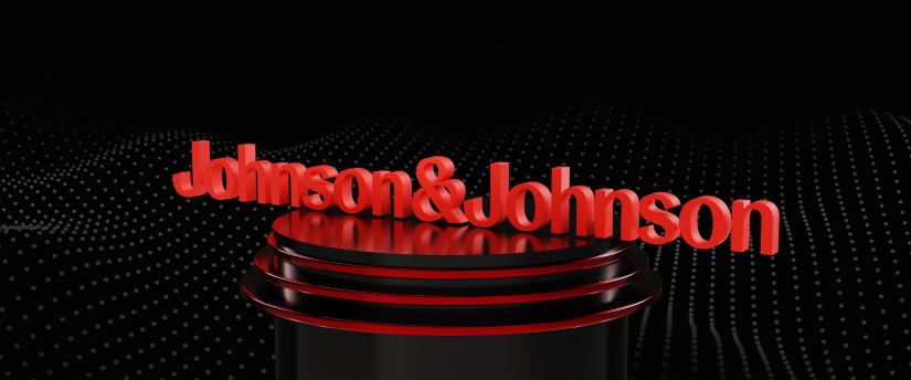 . Logo of Johnson & Johnson, featuring a sleek and modern design with the iconic company name in bold letters