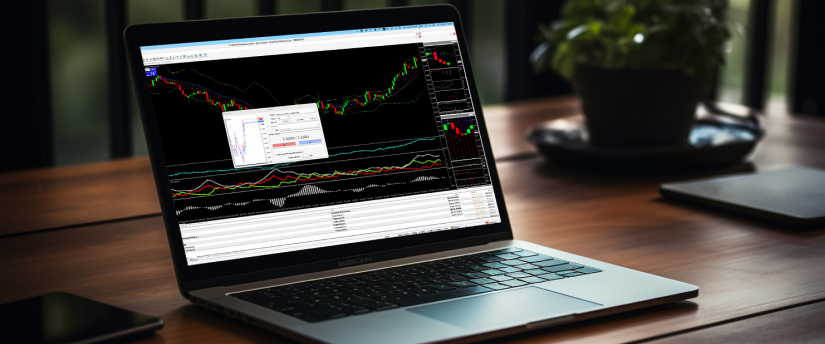 Laptop displaying contrarian strategies for forex trading, illustrating how to trade forex online.