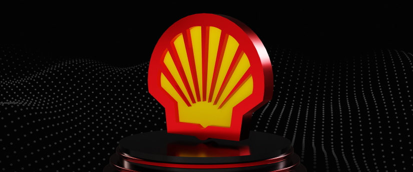 Black background with Shell logo symbolizing global sustainability