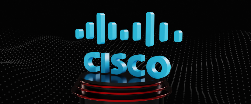 Cisco Logo on Black Background: Symbol of Innovation and Connectivity in Technology.