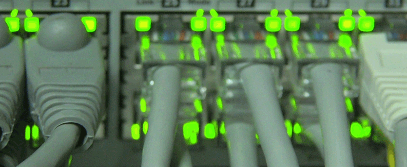 Network cables connected to switches in Equinix data center