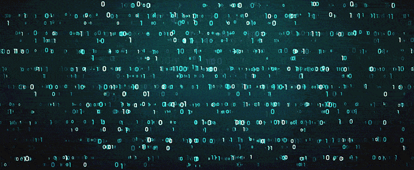 A binary code on a green background, representing algorithmic trading, symbolizes the start of a technological journey