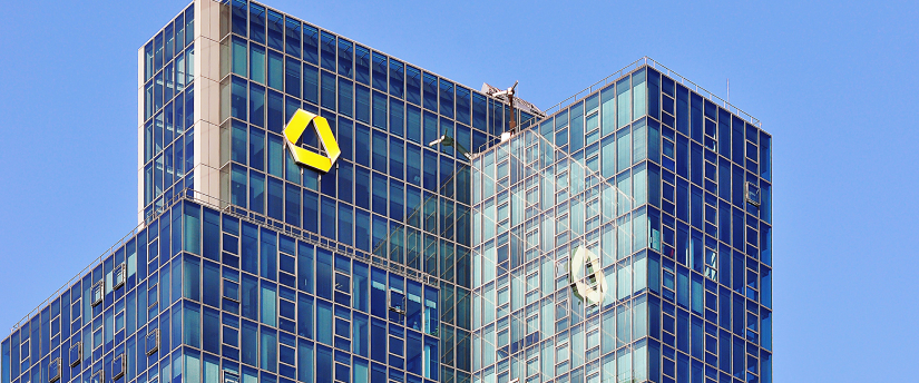 Commerzbank Logo on Building: Symbolizing Financial Strength.