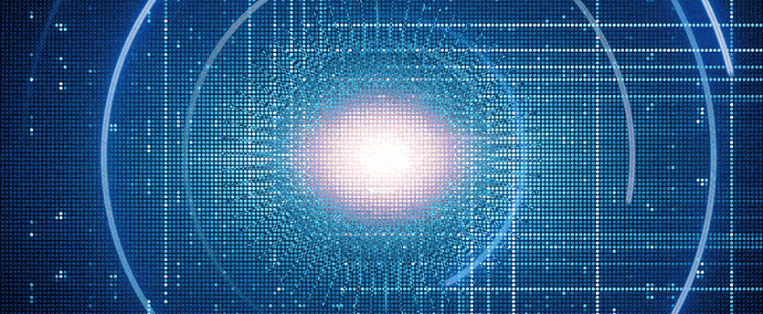 Image of computer screen in blue and white hues, emitting a bright light, symbolizing AI trading analysis.