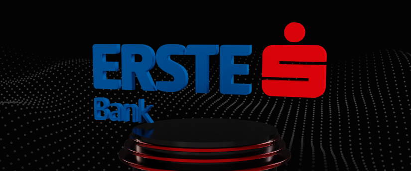 Logo for Erste Bank on black background, part of Erste Group branding.