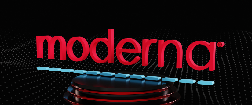 The Moderna logo displayed on a black background.
