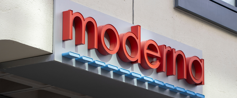 Moderna Logo on Building: Symbolizing Biotech Innovation and Excellence