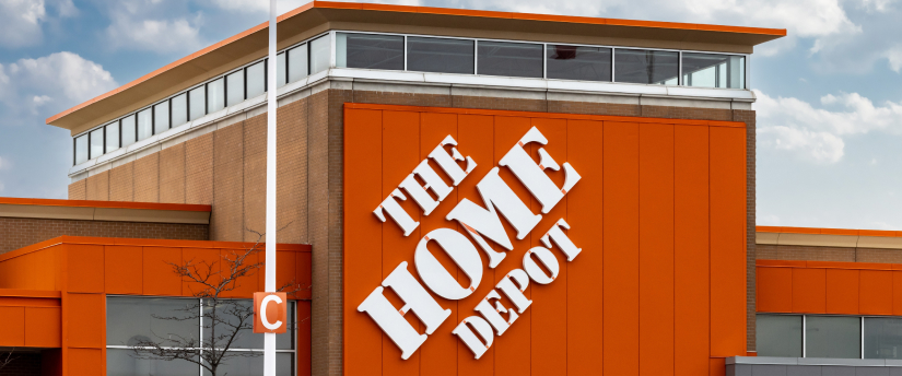 The Home Depot logo displayed on the front of the building