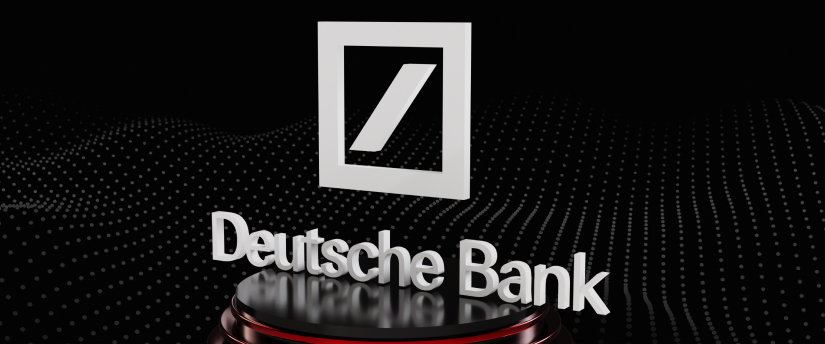 Logo of Deutsche Bank on a black background.