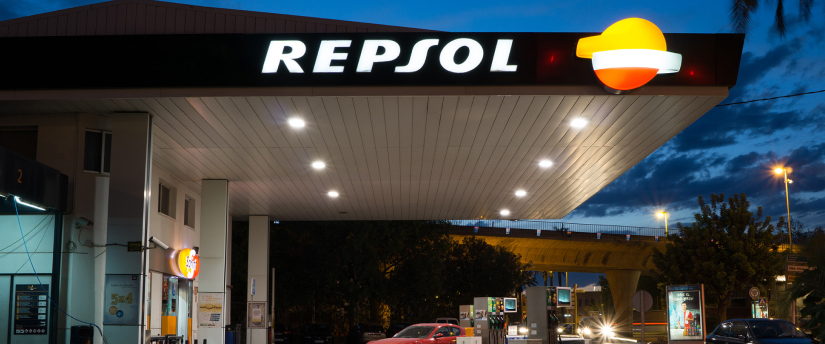 Gas station with 'Repsol' sign
