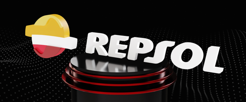 The Repsol logo displayed on a black background.