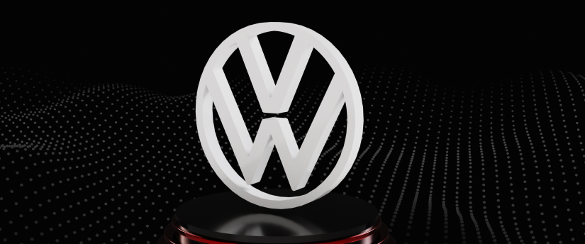 The Volkswagen logo on a black background