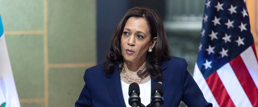 Image of Kamala Harris stating she is running for president
