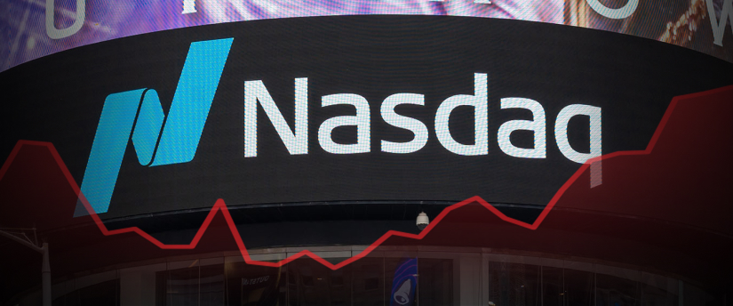 A visual representation of the Nasdaq highlighting significant declines in stock prices and market volatility.