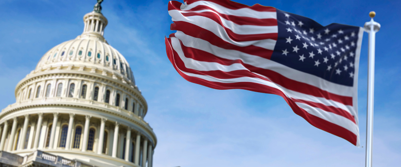 The iconic US Capitol building in Washington, DC on a sunny day.
