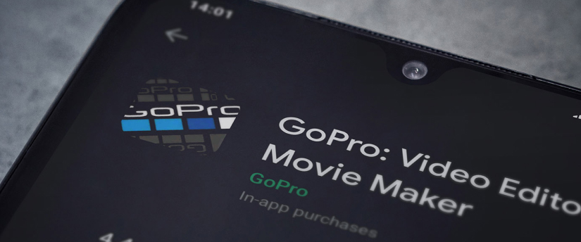 A screen displaying the GoPro Pro Video Editor interface, highlighting its features for professional video editing and enhancement.