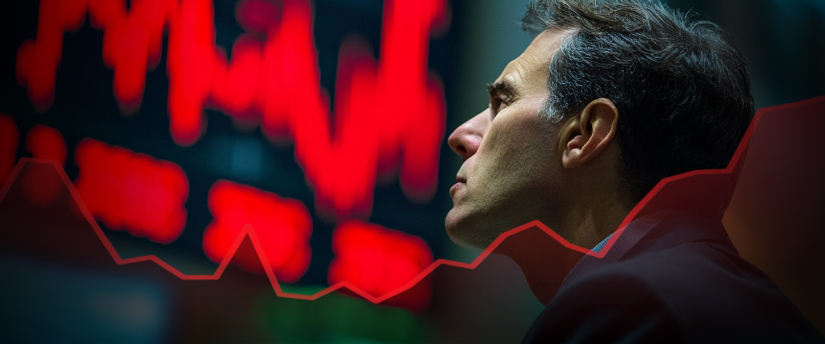 A dramatic decline in stock market graphs, symbolizing a significant financial crisis and investor panic.