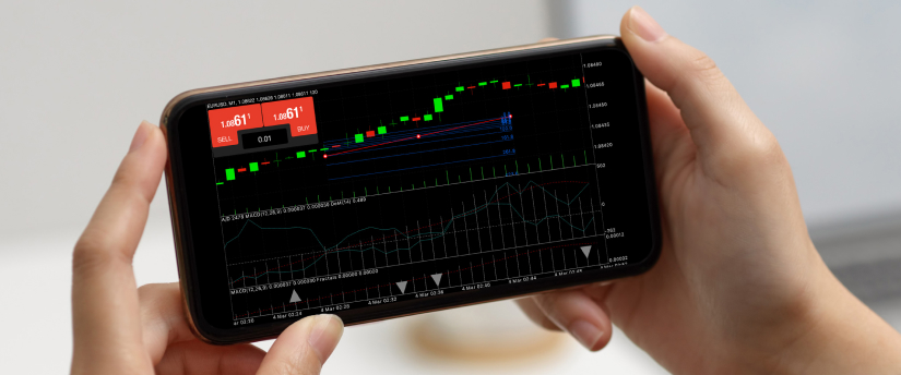 A stock market chart visible on a smartphone, highlighting various stock prices and their changes over time.
