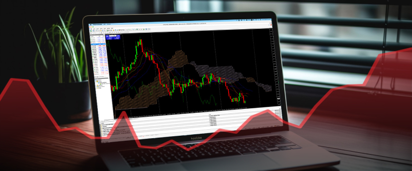A trader analyzing forex charts on a laptop, highlighting the challenges of achieving success in trading.