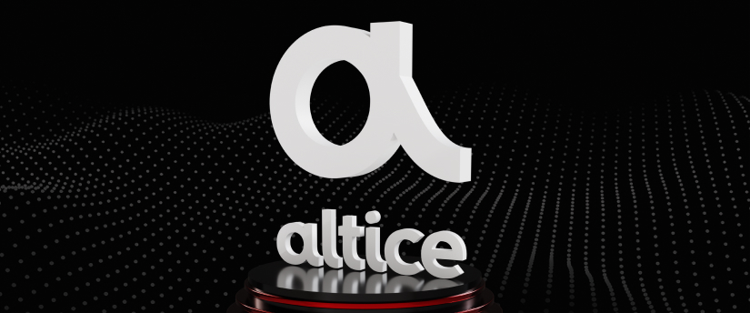 Altice logo displayed on a sleek black background