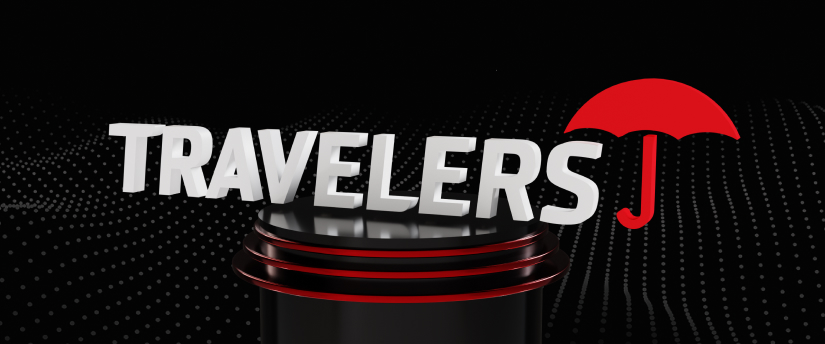 he term "travelers" showcased against a deep black backdrop, creating a striking visual contrast.