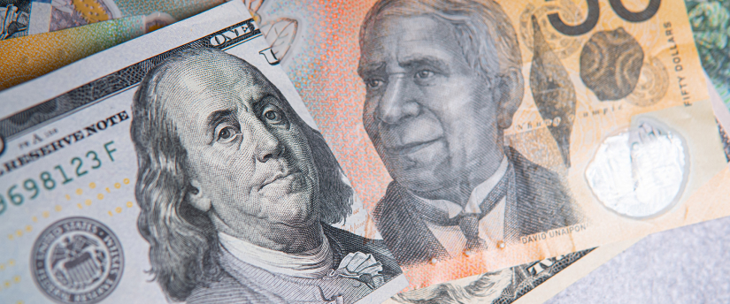 Image of Australian dollar notes and coins, representing the official currency of Australia.
