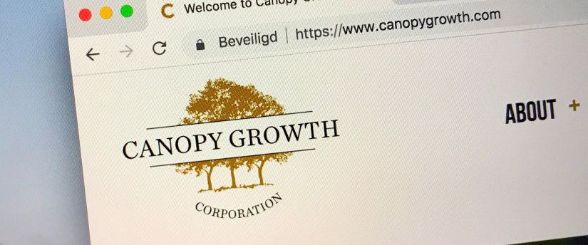 Canopy Growth logo, showcasing a distinctive leaf symbol, embodying the company's commitment to cannabis excellence.