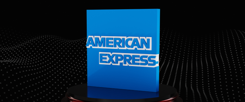 American Express® cardmember award displayed on a sleek, modern plaque with a blue and silver design.
