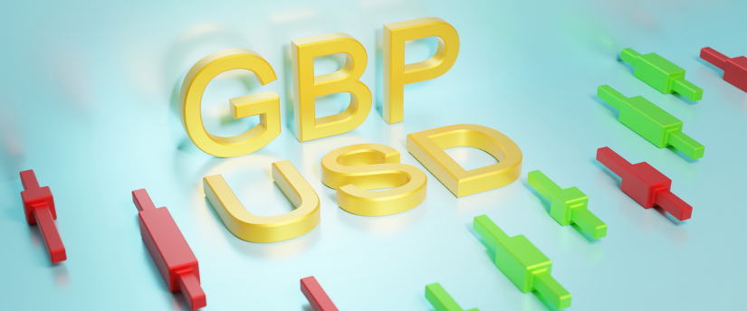 GBP to USD exchange rate displayed on a digital screen with fluctuating numbers and graphs