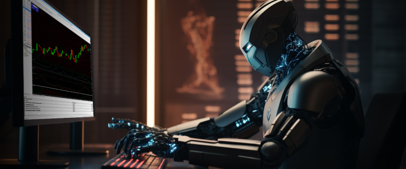 AI trading assistant reviewing market charts and data for financial analysis