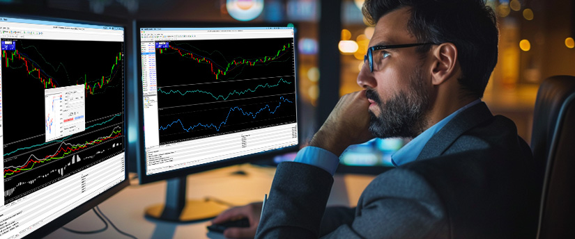 Forex trader analyzing swing highs, swing lows and potential liquidity sweep setups