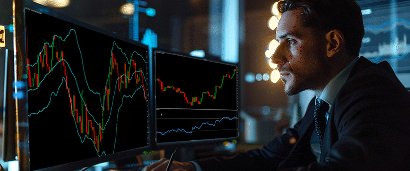 1. Forex trader monitoring currency charts for hawkish and dovish central bank signals
